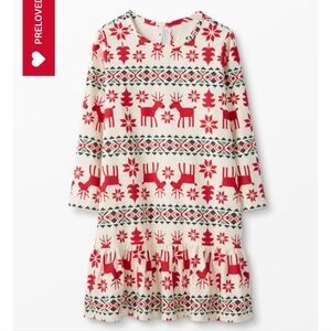Hanna Andersson Girls Flannel PJ Nightgown Fair Isle Christmas 10